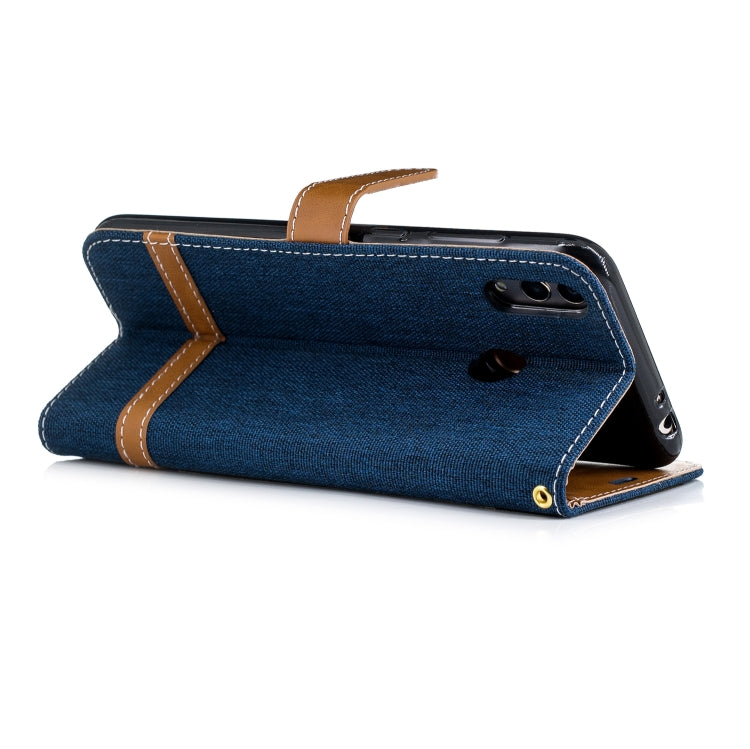 Color Matching Denim Texture Leather Case for Huawei Honor 8C, with Holder & Card Slots & Wallet & Lanyard