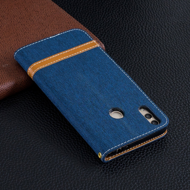 Color Matching Denim Texture Leather Case for Huawei Honor 8C, with Holder & Card Slots & Wallet & Lanyard
