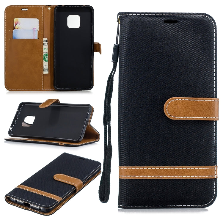 Color Matching Denim Texture Leather Case for Huawei Mate 20 Pro, with Holder & Card Slots & Wallet & Lanyard
