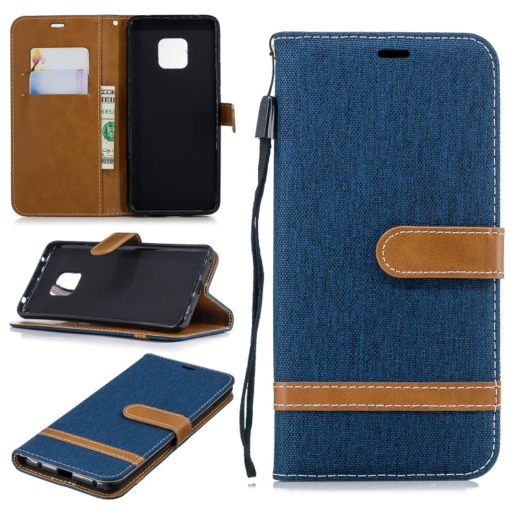 Color Matching Denim Texture Leather Case for Huawei Mate 20 Pro, with Holder & Card Slots & Wallet & Lanyard