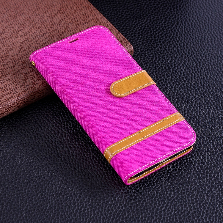 Color Matching Denim Texture Leather Case for Huawei Y9 2018 & Enjoy 8 Plus , with Holder & Card Slots & Wallet & Lanyard