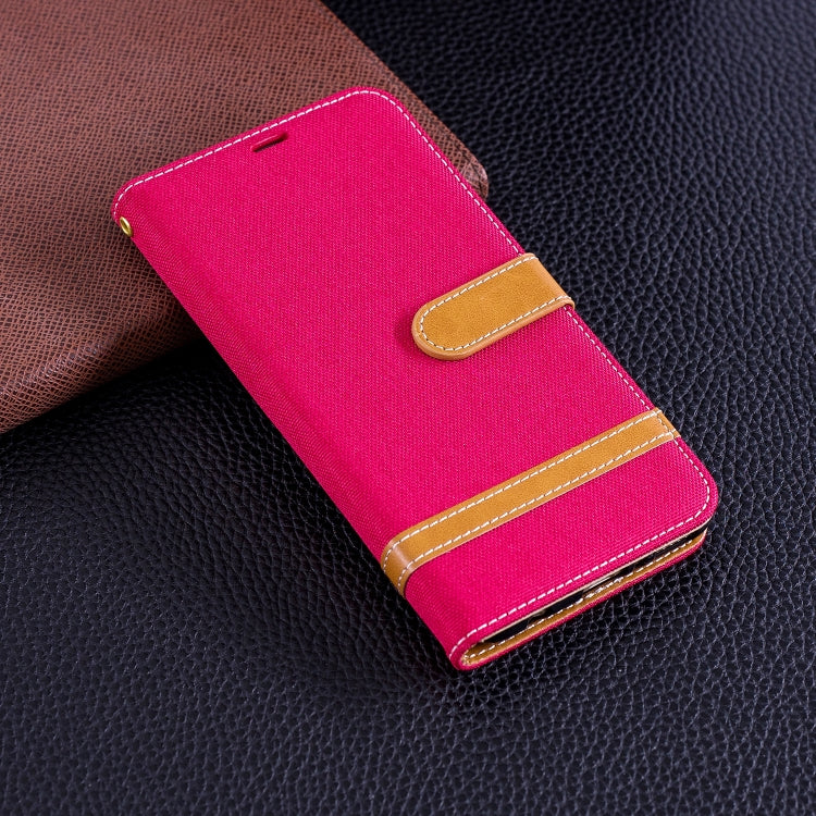 Color Matching Denim Texture Leather Case for Huawei Y9 2018 & Enjoy 8 Plus , with Holder & Card Slots & Wallet & Lanyard