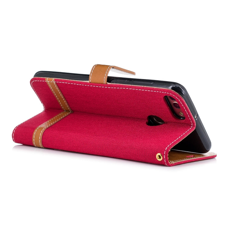 Color Matching Denim Texture Leather Case for Huawei Y9 2018 & Enjoy 8 Plus , with Holder & Card Slots & Wallet & Lanyard