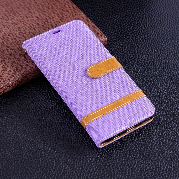 Color Matching Denim Texture Leather Case for Huawei Y9 2018 & Enjoy 8 Plus , with Holder & Card Slots & Wallet & Lanyard