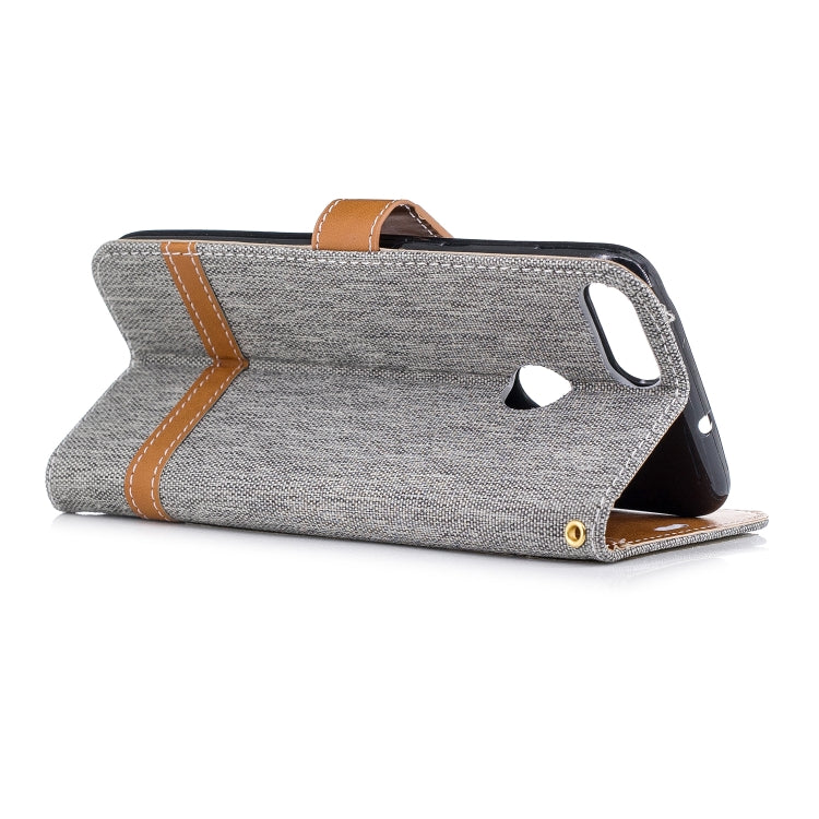 Color Matching Denim Texture Leather Case for Huawei Y9 2018 & Enjoy 8 Plus , with Holder & Card Slots & Wallet & Lanyard