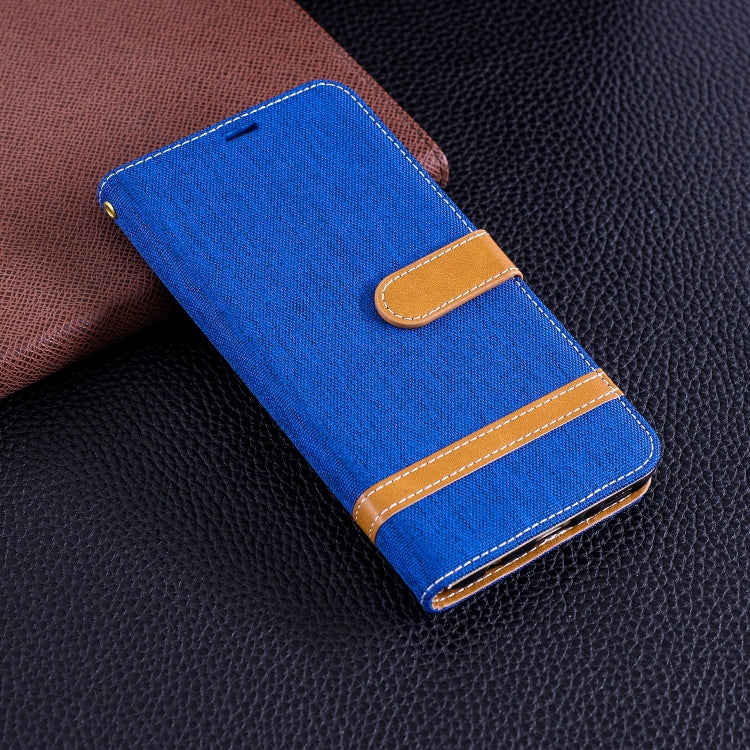 Color Matching Denim Texture Leather Case for Huawei Y9 2018 & Enjoy 8 Plus , with Holder & Card Slots & Wallet & Lanyard