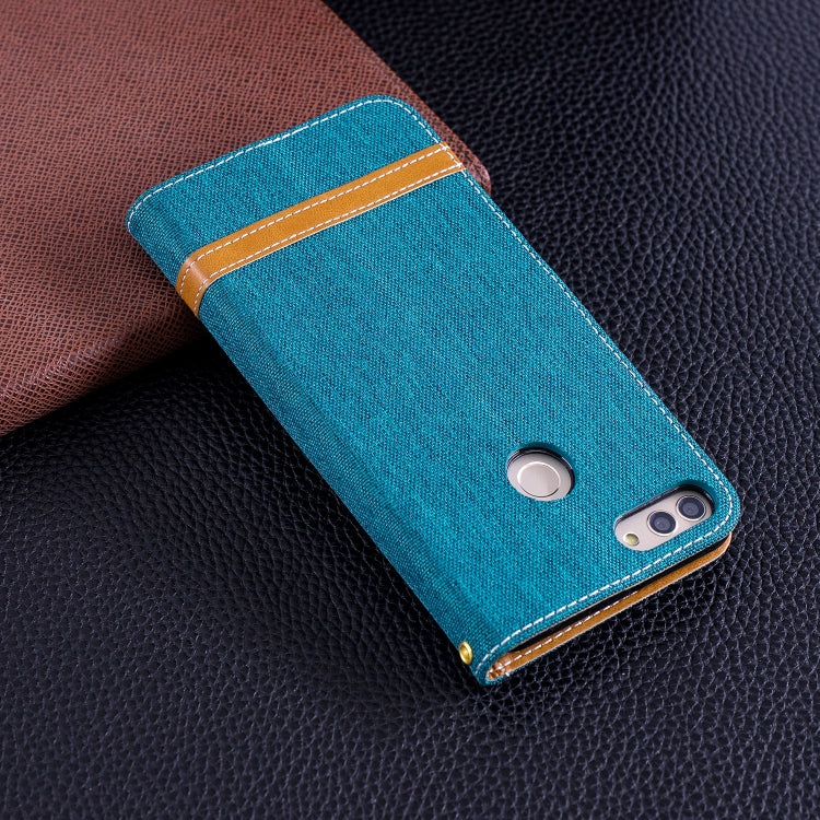 Color Matching Denim Texture Leather Case for Huawei Y9 2018 & Enjoy 8 Plus , with Holder & Card Slots & Wallet & Lanyard