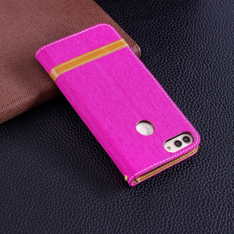 Color Matching Denim Texture Leather Case for Huawei P Smart / Enjoy 7S, with Holder & Card Slots & Wallet & Lanyard