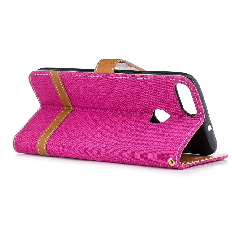 Color Matching Denim Texture Leather Case for Huawei P Smart / Enjoy 7S, with Holder & Card Slots & Wallet & Lanyard