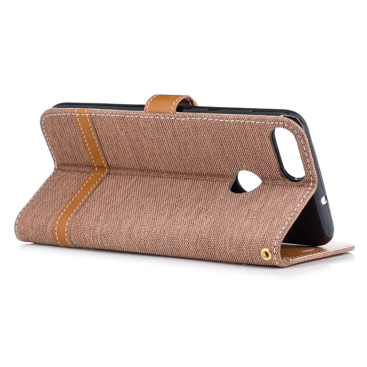 Color Matching Denim Texture Leather Case for Huawei P Smart / Enjoy 7S, with Holder & Card Slots & Wallet & Lanyard