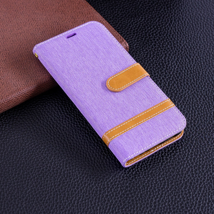 Color Matching Denim Texture Leather Case for Huawei P Smart / Enjoy 7S, with Holder & Card Slots & Wallet & Lanyard