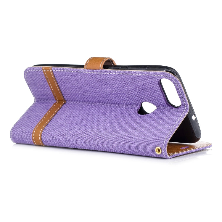 Color Matching Denim Texture Leather Case for Huawei P Smart / Enjoy 7S, with Holder & Card Slots & Wallet & Lanyard