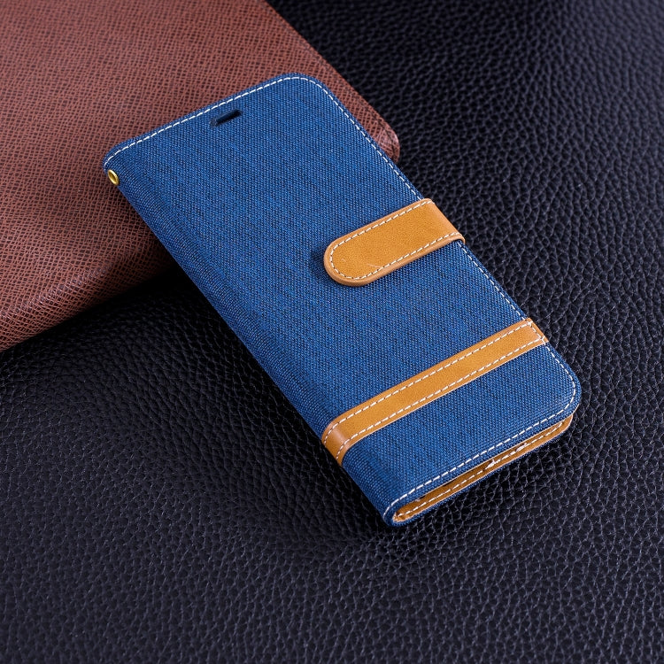Color Matching Denim Texture Leather Case for Huawei P Smart / Enjoy 7S, with Holder & Card Slots & Wallet & Lanyard