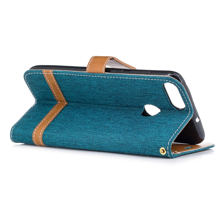 Color Matching Denim Texture Leather Case for Huawei P Smart / Enjoy 7S, with Holder & Card Slots & Wallet & Lanyard