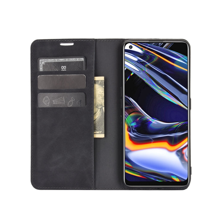 For OPPO Realme 7 Pro Retro-skin Business Magnetic Suction Leather Case with Holder & Card Slots & Wallet