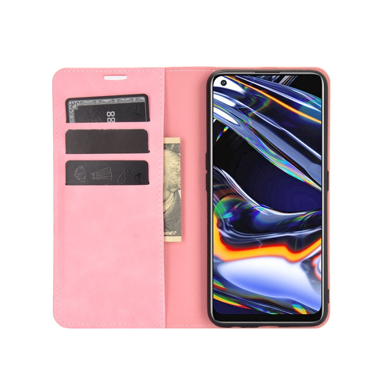 For OPPO Realme 7 Pro Retro-skin Business Magnetic Suction Leather Case with Holder & Card Slots & Wallet