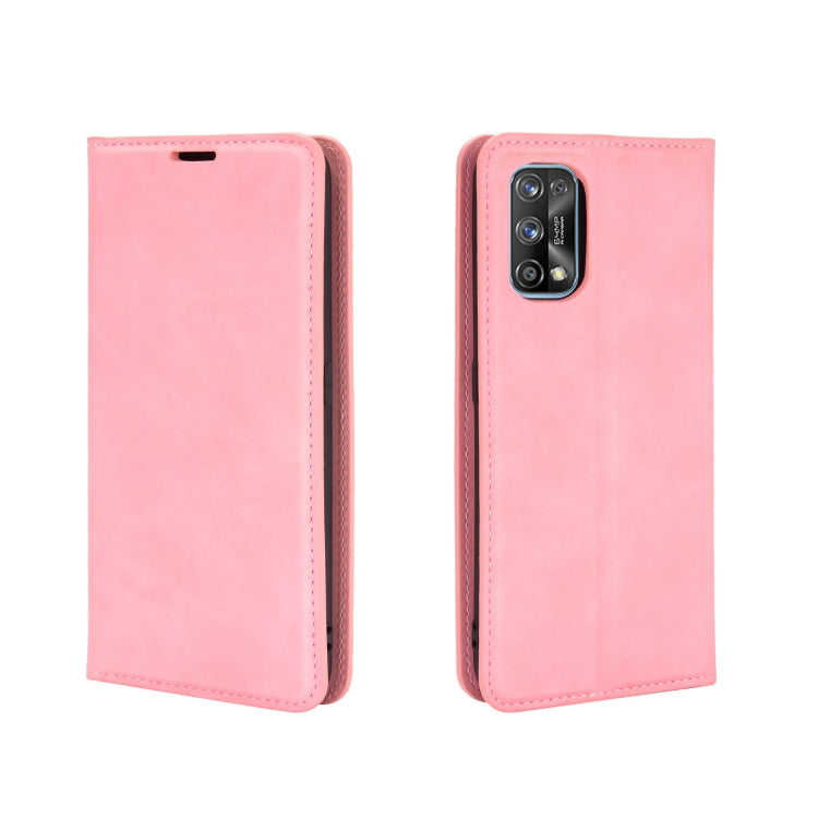 For OPPO Realme 7 Pro Retro-skin Business Magnetic Suction Leather Case with Holder & Card Slots & Wallet