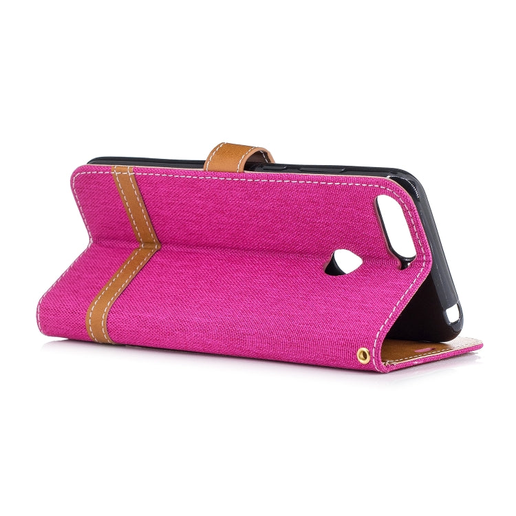 Color Matching Denim Texture Leather Case for Huawei Honor 7A & Y6 (2018), with Holder & Card Slots & Wallet & Lanyard