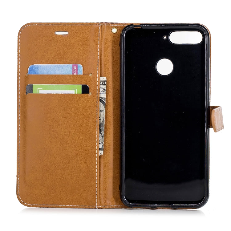 Color Matching Denim Texture Leather Case for Huawei Honor 7A & Y6 (2018), with Holder & Card Slots & Wallet & Lanyard