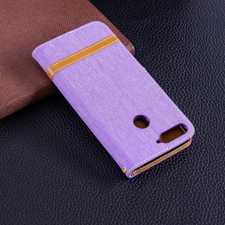 Color Matching Denim Texture Leather Case for Huawei Honor 7A & Y6 (2018), with Holder & Card Slots & Wallet & Lanyard