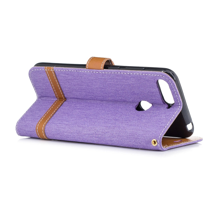 Color Matching Denim Texture Leather Case for Huawei Honor 7A & Y6 (2018), with Holder & Card Slots & Wallet & Lanyard