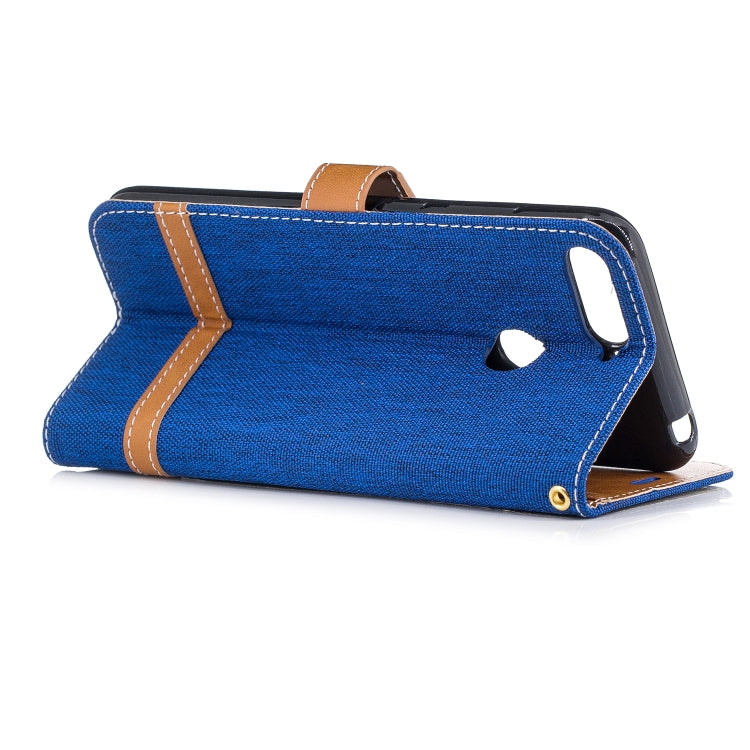 Color Matching Denim Texture Leather Case for Huawei Honor 7A & Y6 (2018), with Holder & Card Slots & Wallet & Lanyard