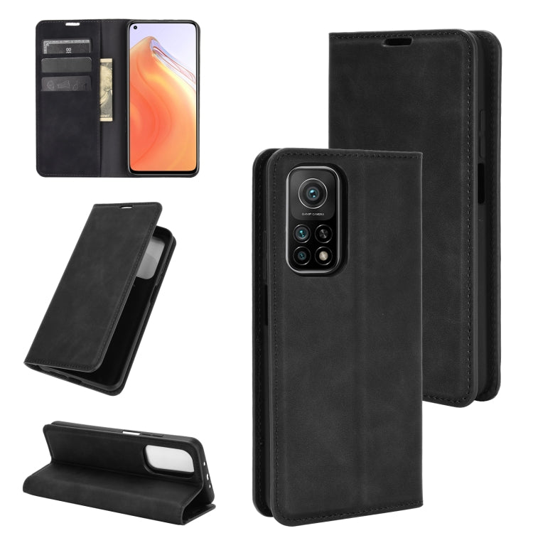 For Xiaomi Mi 10T / 10T Pro Retro-skin Business Magnetic Suction Leather Case with Holder & Card Slots & Wallet