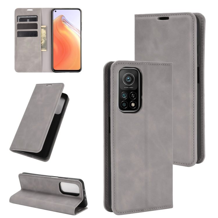 For Xiaomi Mi 10T / 10T Pro Retro-skin Business Magnetic Suction Leather Case with Holder & Card Slots & Wallet