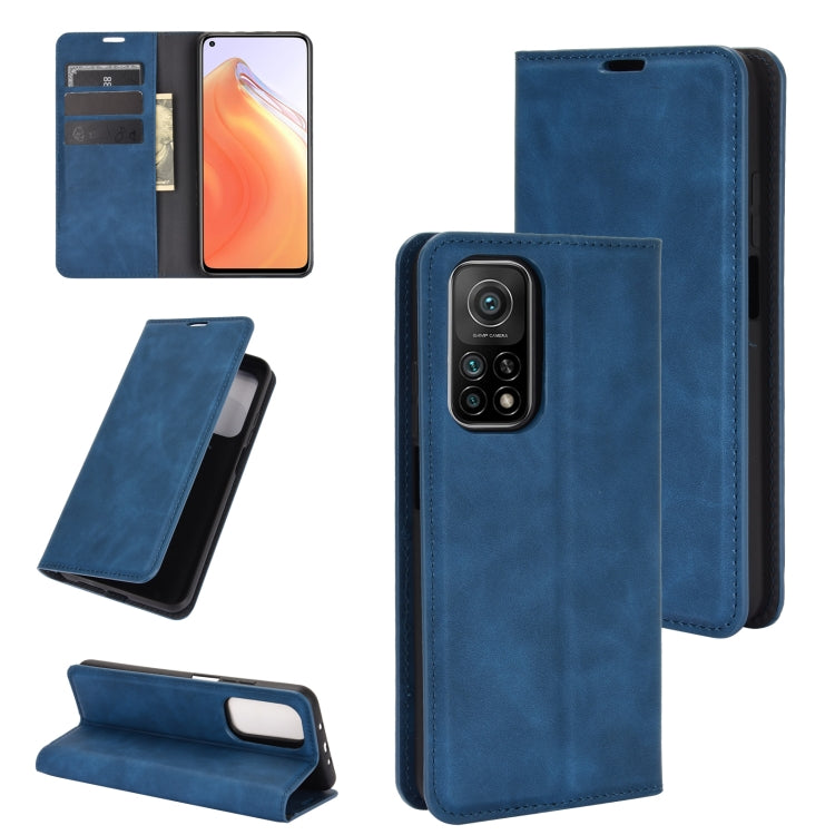 For Xiaomi Mi 10T / 10T Pro Retro-skin Business Magnetic Suction Leather Case with Holder & Card Slots & Wallet