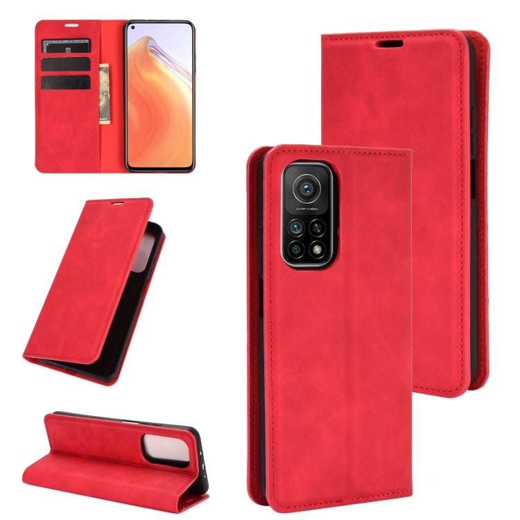 For Xiaomi Mi 10T / 10T Pro Retro-skin Business Magnetic Suction Leather Case with Holder & Card Slots & Wallet