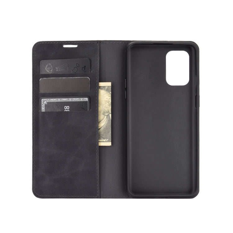 For OnePlus 8T Retro-skin Business Magnetic Suction Leather Case with Holder & Card Slots & Wallet