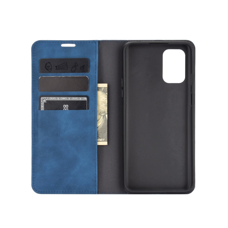 For OnePlus 8T Retro-skin Business Magnetic Suction Leather Case with Holder & Card Slots & Wallet