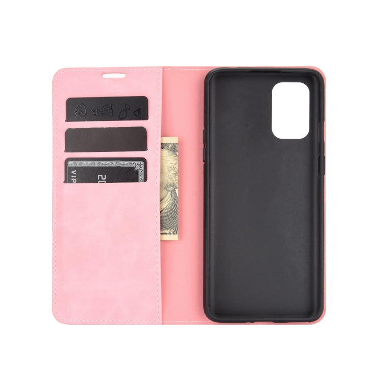 For OnePlus 8T Retro-skin Business Magnetic Suction Leather Case with Holder & Card Slots & Wallet