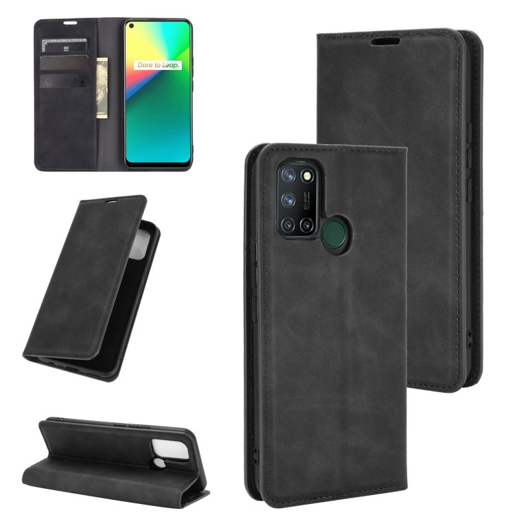 For OPPO Realme 7i / Realme C17 Retro-skin Business Magnetic Suction Leather Case with Holder & Card Slots & Wallet