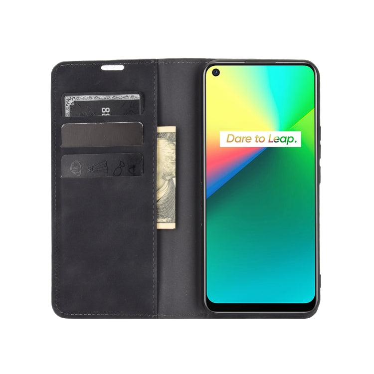 For OPPO Realme 7i / Realme C17 Retro-skin Business Magnetic Suction Leather Case with Holder & Card Slots & Wallet
