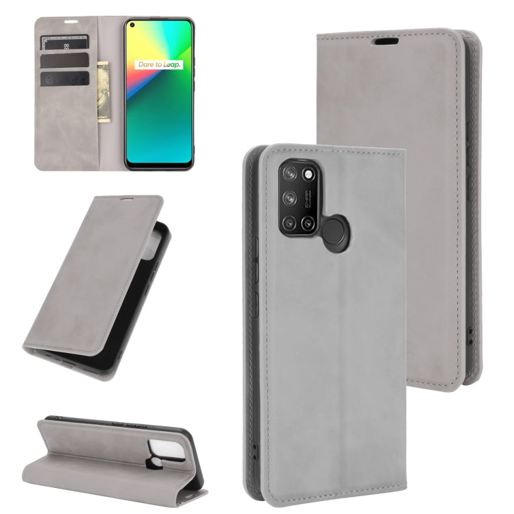 For OPPO Realme 7i / Realme C17 Retro-skin Business Magnetic Suction Leather Case with Holder & Card Slots & Wallet