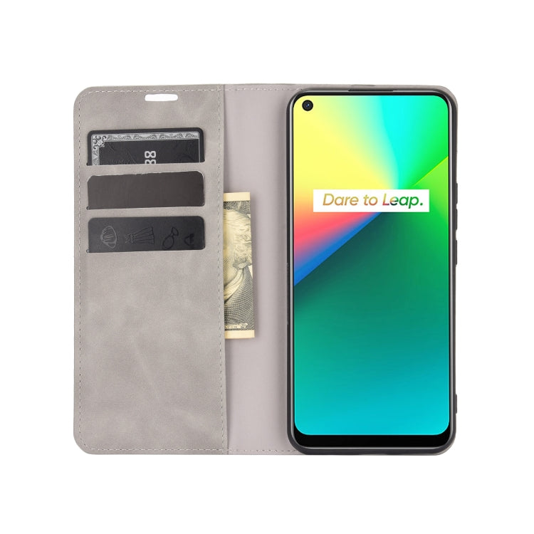 For OPPO Realme 7i / Realme C17 Retro-skin Business Magnetic Suction Leather Case with Holder & Card Slots & Wallet