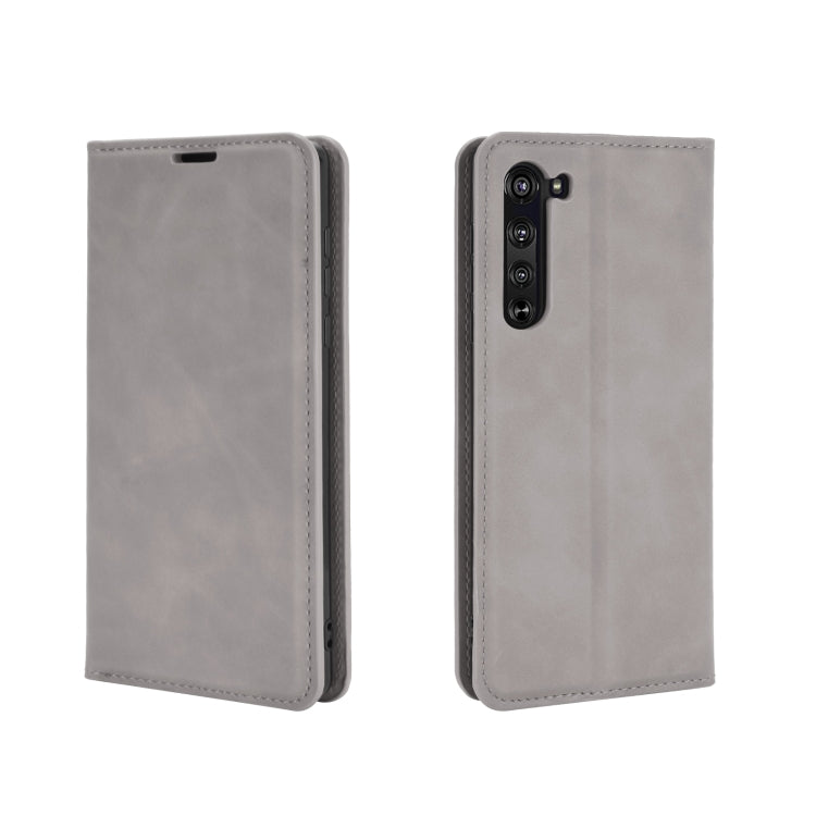 For Motorola Edge Retro-skin Business Magnetic Suction Leather Case with Holder & Card Slots & Wallet