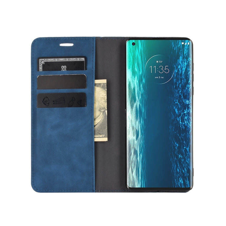 For Motorola Edge Retro-skin Business Magnetic Suction Leather Case with Holder & Card Slots & Wallet
