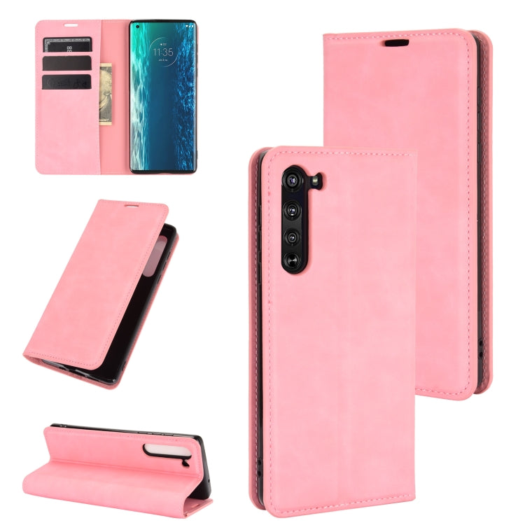 For Motorola Edge Retro-skin Business Magnetic Suction Leather Case with Holder & Card Slots & Wallet
