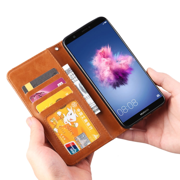 Knead Skin Texture Horizontal Flip Leather Case for Huawei P smart / Enjoy 7S, with Photo Frame & Holder & Card Slots & Wallet
