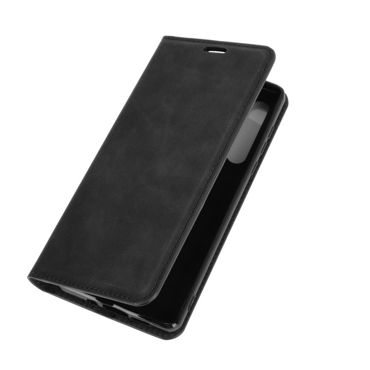 For Motorola Moto Edge Retro-skin Business Magnetic Suction Leather Case with Holder & Card Slots & Wallet