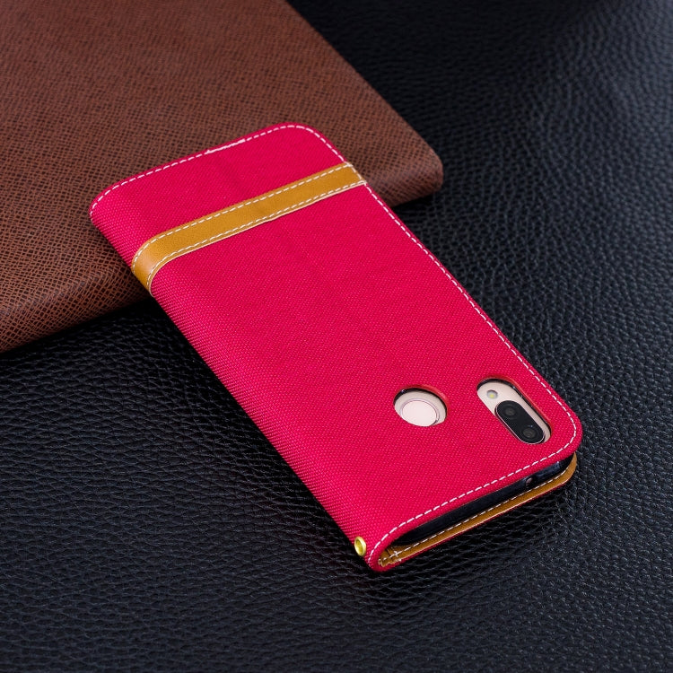 Color Matching Denim Texture Leather Case for Huawei P20 Lite & Nove 3e , with Holder & Card Slots & Wallet & Lanyard