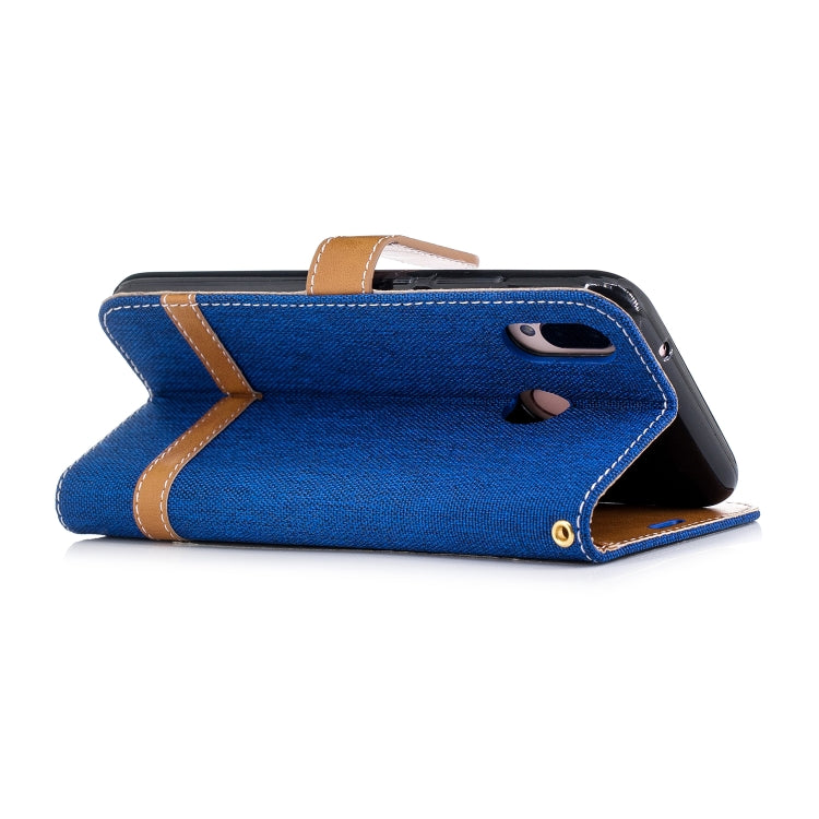 Color Matching Denim Texture Leather Case for Huawei P20 Lite & Nove 3e , with Holder & Card Slots & Wallet & Lanyard