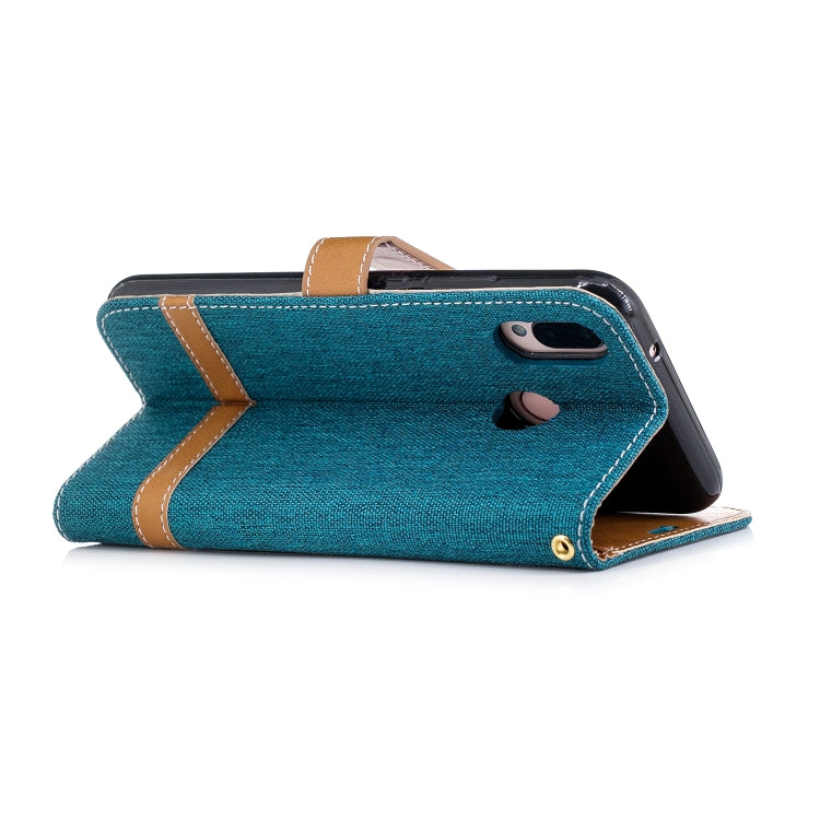 Color Matching Denim Texture Leather Case for Huawei P20 Lite & Nove 3e , with Holder & Card Slots & Wallet & Lanyard