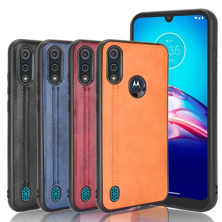 For Motorola Moto E6s 2020 Shockproof Sewing Cow Pattern Skin PC + PU + TPU Case