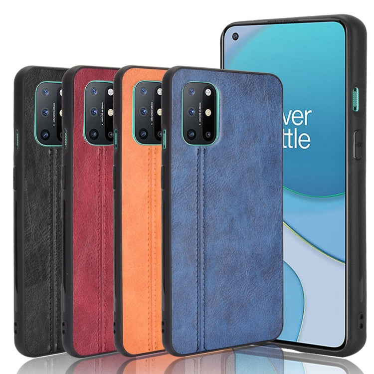 For OnePlus 8T Shockproof Sewing Cow Pattern Skin PC + PU + TPU Case