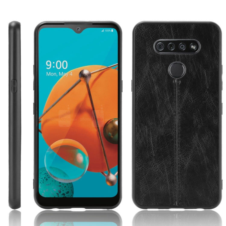 For LG K51 Shockproof Sewing Cow Pattern Skin PC + PU + TPU Case