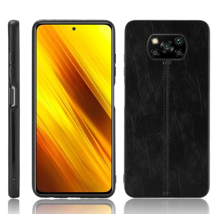 For Xiaomi Poco X3 NFC Shockproof Sewing Cow Pattern Skin PC + PU + TPU Case