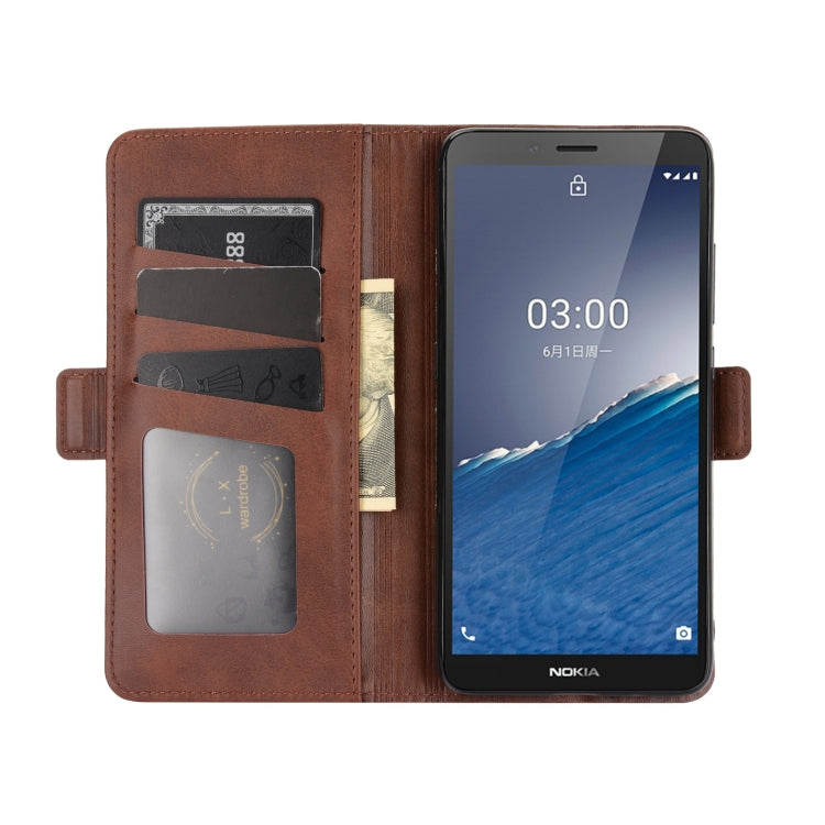 For Nokia C3 Dual-side Magnetic Buckle Horizontal Flip Leather Case with Holder & Card Slots & Wallet